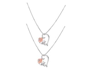 KOMBIUDA Lot de 2 Colliers Cœur en Alliage Pendentif Rose et Zircon Bijoux pour Femmes Collier de Saint-Valentin Élégant Présent Romantique pour Fête et Usage Quotidien