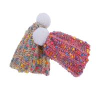 KOMBIUDA Lot de 2 Mini Bonnets Tricotés en Laine pour Poupées, Petits Chapeaux Velus Rose et Beige, Diamètre Intérieur 5,5 Cm, Accessoires DIY pour Décoration et Artisanat Créatif