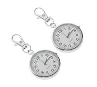 KOMBIUDA Lot De 2 Montres Rondes À Clip pour Infirmières avec Porte-Clés en Verre Argenté