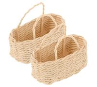KOMBIUDA Lot De 2 Petits Paniers en Osier Doublure De Panier Tissée pour Garçons Filles Miniature pour Décoration De Maison De Poupée Style Pastoral