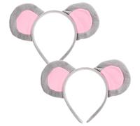 KOMBIUDA Lot de 2 Serrage-Têtes Oreilles de Souris en Tissu Ultra Doux Gris Serrage-Tête Ajustable pour Cosplay et Accessoires de Fête Serrage-Tête Mignon pour Halloween Bals Masqués et