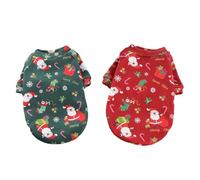 KOMBIUDA Lot de 2 Vêtements de Noël pour Animaux de Compagnie Sweatshirts à Imprimé Festif Rouge et Vert Taille S Doublure Chaude Confortables et Adaptés pour Chiens et Chats en Hiver