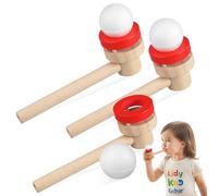 KOMBIUDA Lot de 3 Boules Flottantes en Bois pour Garçon et Filles Jouets Éducatifs à Souffler Exercices de Respiration Couleurs Vives Jeu Interactif Intérieur et Extérieur pour