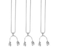 KOMBIUDA Lot de 3 Colliers Pendentifs en Alliage de Titane Argenté Design Casque Chaîne de Clavicule pour Couple Bijoux Rock Accessoire Mode Femme Présent Saint-Valentin