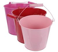 KOMBIUDA Lot de 3 Mini Seaux en Métal Colorés 18,5x15x13 Cm, Seaux pour Garçon et Filles Multifonctions pour Jouets de Plage, Jardinage et Rangement, Seau Robuste et Léger pour Jeux