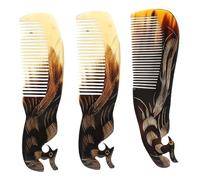 KOMBIUDA Lot de 3 peignes en corne de phénix - Peigne de poche - Peigne à cheveux en corne de bœuf - Appareil de massage manuel - Outil de massage pour femme - Peigne à gratter pour femme - Brosse à