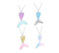 KOMBIUDA Lot de 4 Colliers Pendentifs Queue de en Acier Inoxydable Dégradé de Couleurs Violet Or Bleu et Multicolore Bijoux pour Femmes et Fournitures de Fête et Accessoires pour