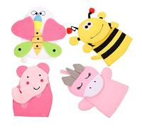 KOMBIUDA Lot De 4 Moufles De Bain Pour Garçon Et Filles, Moufles Exfoliants Cartoon, Double Usage Nettoyage Et Massage, Tissu Doux, Accessoires De Toilette Bébé, Usage Quotidien Et Voyage