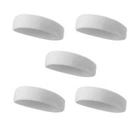 KOMBIUDA Lot de 5 Bandeaux Anti-Transpiration Blancs en Matière Douce et Élastique, Absorbants et Confortables, pour Fitness, Yoga, Course et Sports en Extérieur