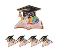 KOMBIUDA Lot de 5 broches de fin d'études 2026 - Insigne de chapeau de diplômé - Pin's commémoratif du dernier jour d'école - Cadeaux - Chat couché sur un livre