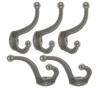 KOMBIUDA Lot De 5 Crochets Muraux Pour Vêtements En Fonte Robuste Style Vintage, Patères Double Tête Résistantes, Porte-manteaux Rustiques Pour Chapeaux, Pour Salon Et Entrée, Fixation Murale Solide