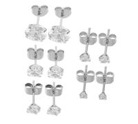 KOMBIUDA Lot De 5 Paires De Clous D'Oreilles En Cristal Pour Femmes Et Hommes Clous D'Oreilles En Pour Hommes Et Femmes Petits À Dos Plat Petits