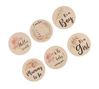 KOMBIUDA Lot De 6 Panneaux Ronds En Bois Pour Faire-part De Naissance De Bébé