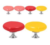 KOMBIUDA Lot de 6 Poignées de Meuble en Céramique de Cœur Grandes Tailles Rouges Blanches et Roses Boutons-Poussoirs Multifonctions pour Tiroir Chasse D’Eau et Porte de Meuble Usage