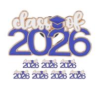 KOMBIUDA Lot de 8 épinglettes de remise de diplômes - Broche commémorative en alliage, 2026 - Badge de fin d'études, cadeau pour les enseignants, les étudiants et les jeunes diplômés (bleu)