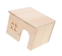 KOMBIUDA Maison Bois pour Hamster avec Plateforme de Nourrissage Espace Sécurisé et Design Charmant Cachette et Anti-évasion pour Petits Animaux