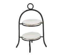 KOMBIUDA Miniature Scale Metal Cake Stand for Dollhouse Kitchen Mini Food Display Shelf for Tiny Desserts and Pastries