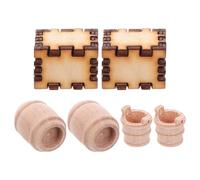KOMBIUDA Miniatures Anciennes pour Maquette de Bateau 6 Pcs Tonneaux en Bois de Hêtre 14 MM Caisse en Bois de Tilleul 18X13X13 MM Accessoires Décoratifs pour Maison de Poupée et Jardin