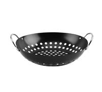 KOMBIUDA Panier à Légumes Barbecue Design à Larges Trous en Acier Carbone Noir Double Poignée Panier D'égouttage Professionnel pour Cuisson Extérieure Pratique