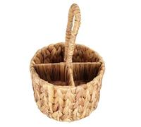 KOMBIUDA Panier de Rangement Rond Tressé Main en Jacinthe D’eau Petit Panier Portatif Poignée Multifonction pour Maison et Extérieur