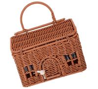 KOMBIUDA Paquet à Main Tressé en Osier Imitation Rotin, Taille 24x14x18 Cm, Couleur Marron, Paquet Fourre-tout D'été pour Femme, Cabas Léger et Polyvalent Mariage et Présents