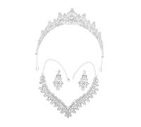 KOMBIUDA Parure de Bijoux de Mariage pour Femmes Couronne Collier et Boucles Oreilles et Confortable Style Européen Chic Coffret Élégant pour Mariée