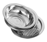 KOMBIUDA Passoire à Panier en Acier Inoxydable 3 Pièces Multifonction pour Légumes et Pétrissage de Pâte, Bol Passoire Argenté Pratique Cuisine Plusieurs styles