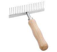 KOMBIUDA Peigne Démêlant pour Chevaux et Chiens, Râteau de Toilettage en Acier Inoxydable avec Manche en Bois, Outil de Démêlage Polyvalent pour Poils Morts et Nœuds, Nettoyage Facile,