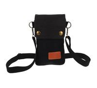 KOMBIUDA Petit Paquet Bandoulière pour Téléphone Portable Femme en Toile Unie Noire Petit Format avec 3 Compartiments Séparés Léger et Polyvalent pour Usage Quotidien Travail et Voyages