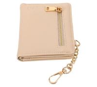 KOMBIUDA Petit Portefeuille Femme en Cuir PU Souple, Petit Format Pliable à Deux Volets avec Poche Zippée pour Monnaie, Porte-Cartes Multiple Beige, Compact et Léger, Voyage et Usage
