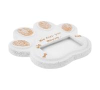 KOMBIUDA Pierre Tombale pour Animaux de Compagnie 15x15 Cm, Plaque Commémorative Extérieure Résistante aux Intempéries, Monument Funéraire Blanc Empreinte de Patte, pour Chien et Chat