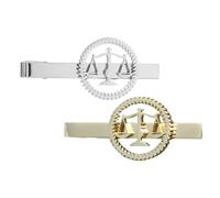 KOMBIUDA Pince à Cravate Habillée 2 Pcs Acier Inoxydable Argenté Design Balance de Justice Accessoire Élégant pour Avocat Juge Événement Formel