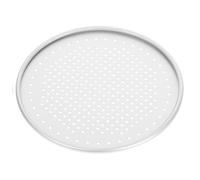 KOMBIUDA Plaque à Pizza Ronde Perforée en Aluminium, Épaisse, Antiadhésive | Usage Maison, pour Vapeur et Gâteau, Argentée, Contact Alimentaire Sûr, Format Rond Robuste