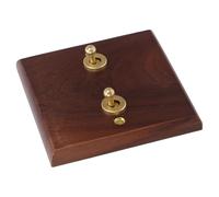 KOMBIUDA Plaque D'interrupteur en Bois Marron 86 Type à Bascule Double Commandes, Style Rustique Vintage, Facile à Installer pour Décoration Murale Maison Cuisine