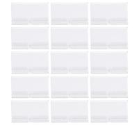KOMBIUDA Porte-étiquettes Transparent en Plastique 100 Pcs 50 Feuilles Blanches, Clips Double Fil pour Étagères Métalliques, Étiquettes pour Organiser Bacs de Rangement et Tiroirs, Usage