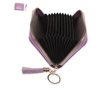 KOMBIUDA Portefeuille Femme PU Pailleté avec Capacité Porte-Cartes à Soufflet et Compact Porte-Monnaie Zippé à Pompons pour Cartes Identité et Affaires