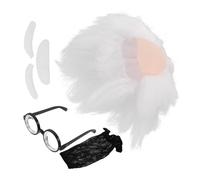 KOMBIUDA Postiche Blanche Synthétique Pour Adultes Barbe Et Sourcils Factices Pour Costume Scientifique Cosplay, Style Professeur Fou, Accessoires De Déguisement Pour Halloween, Taille Unique