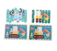 KOMBIUDA Puzzle Bois pour Garçon Fille de Puzzles Bois Excavateur Voiture de Police Jouets Éducatifs pour Garçons et Filles Activités Apprentissage pour Tout Petits