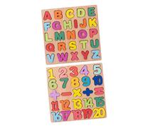 KOMBIUDA Puzzle Éducatif Bois Lettres et Chiffres pour Garçon Fille Jeu Encastrements Lettres Chiffres Améliore Coordination Main Œil Pédagogique Sûr et Solide pour Apprentissage