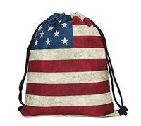 KOMBIUDA Sac À Dos De Rangement À Cordon De Serrage En Polyester Avec Impression Drapeau Américain Sac De Voyage Spacieux Multifonction Pour Courses Et Organisation Quotidienne