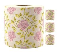 KOMBIUDA Serviettes de salle de bain décoratives à motifs de roses, 4 rouleaux, pâte de bambou naturelle, lot créatif pour fête et saison des fêtes
