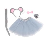 KOMBIUDA Set Accessoires Costume Souris avec Jupe Tutu Tulle Grise Oreilles Queue et Nez pour Fête Halloween