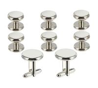 KOMBIUDA Set de Boutons de Manchette Ronds Style Français Chic pour Homme Design Simple et Élégant Traité à Huile Résistant Rouille pour Chemise Formelle et Occasions Spéciales