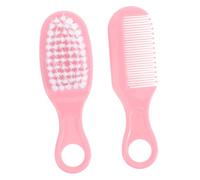 KOMBIUDA Set de Brosse à Cheveux Rose pour Bébé Brosse Douce Anti-statique et Peigne Massage en Plastique, pour -né et Soin Cuir Chevelu