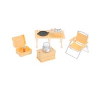 KOMBIUDA Set de Jeu Camping Garçon Fille Miniature avec Chaise Pliante Table Pique et Réchaud Éducatif pour Jeu Imitation Intérieur et Extérieur Accessoires Camping pour Garçon Fille Jaune