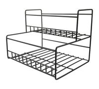 KOMBIUDA Support de Rangement en Fer à 2 Niveaux pour 6 Bouteilles, Étagère Cuisine Multifonction, Porte-Bonbons et Support à Sirop, pour Organiser Maison, Bar ou Salon de Thé