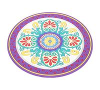 KOMBIUDA Tapis de Bol Chantant Bouddhiste Rond Grand Format en Pvc Motifs Imprimés Blanc Exotique, Coussin de Contemplation pour Instruments Rituels Sonores, Accessoire Léger et Portable