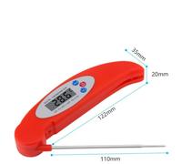 KOMBIUDA Thermomètre de Cuisine à Numérique Sans Pile Rouge Lecture Instantanée Secondes Longue Acier Inoxydable Alimentaire Précision Résistant et Étanche pour Viande Bbq et Cuisson