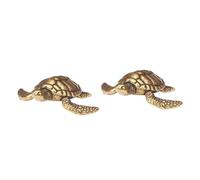 KOMBIUDA Tortue Doree 2 Pièces Charm Tortue en Laiton Massif Figurine Ornements Décor Blush Jouets De Bureau Bouddha Ornements Maison Décor De Bureau Doré Statue Cuivre