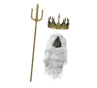 KOMBIUDA Trident doré et Couronne pour Adultes 1 Set ABS léger | Assemblage à emboîtement modulaire, prise en main sûre, ajustement réglable, motifs inspirés de la mythologie, pour cosplay